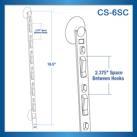 Clip Strip® Merchandising Strip, with Two Suction Cups, 6 hooks, CS-6SC