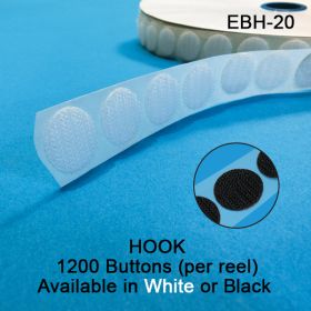 Hook Fastener Buttons, 3/4" diameter, EBH-20