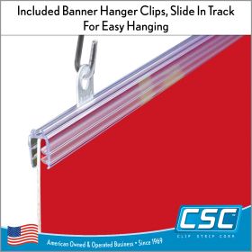 36" Banner Hanger, GAL-702, window signage holder, includes hang clips