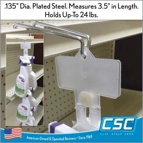 Gondola Shelf Top Flag Merchandising Metal Hook, GSH-35, in stock and ready to ship