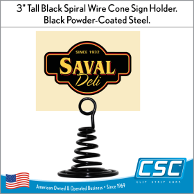 Split Ring Top Spiral Cone Sign Holder, SCCH-50