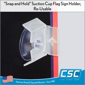 Suction Cup Flag Sign Holder | Plastic Sign & Label Holders, SPSC-607, in stock and ready to ship by Clip Strip®
