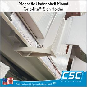 Magnetic Under Shelf Mount Sign Holder, UMM-3, in stock and ready to ship