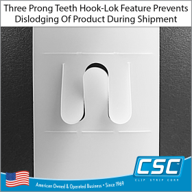 Three Prong Teeth Hook Lok feature prevents dislodging of product, WMS-FS-30, by Clip Strip®
