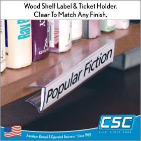 Wood Shelf Label & Easy to Move & Reuse, Ticket Holder, WTH-385C
