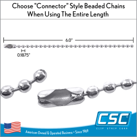 Beaded Metal Chains | Clip Strip - Display Chain Links, 6", BC-3CS