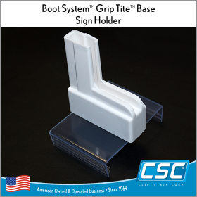 Clip-On Base Boot-shaped gondola sign holder, BSM-8505, in stock and ready to ship