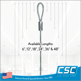 12" Ceiling Cable with Looped Ends, Sign Holder, CBSH-12