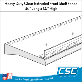 Extruded Front Shelf Fence, 36 inches long by 1.5 inches high, EFF-37