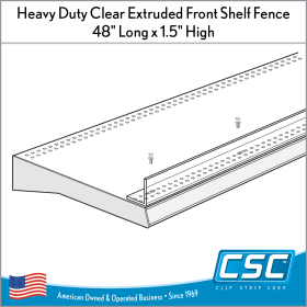 Extruded Front Shelf Fence, 48 inches long by 1.5 inches high, EFF-48