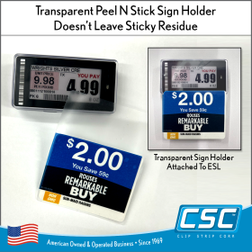 Transparent Peel N Stick Sign HolderDoesn’t Leave Sticky Residue,  ESL-Printed Signs Series