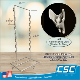 Clip Strip Corp. 2 Wand, Free Standing Metal Clip Strip® Snack Rack, 28 Hooks, FSS-2