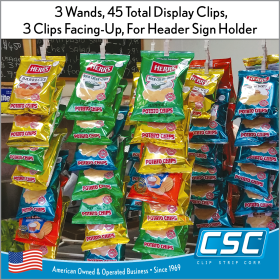 3 Wand clip strip countertop wire snack display, FSS-3