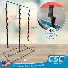 3 Wand, Free Standing Metal Clip Strip® Snack Rack, 45 Clips, and sign holder, FSS-3