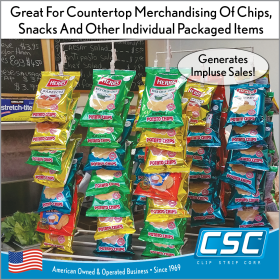 Strong Countertop Clip Strip® Snack Rack, High capacity, 48 clips, FSS-3
