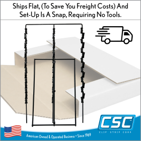 ships flat to save on freight costs and set-up is a snap, requiring no tools, FSS-3, by Clip Strip Cor4p.