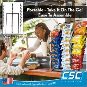 3 Wand, Free Standing Metal Clip Strip® Snack Rack, 45 Clips, FSS-3, in stock now.