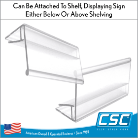 Perfect for glass shelving, Glass Shelf Label & Ticket Holder, 2" Long x 1" Tall, GSTH-1