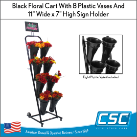 Mobile Floral Display Cart – Includes 8 Plastic Vases & 11 x 7 Sign Holder, MFDC-156920