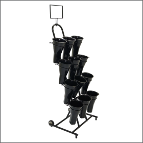Mobile Floral Display Cart – Includes 12 Plastic Vases & Sign Holder, MFDC-246920