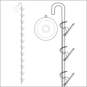 metal merchandising display strip with suction cup for glass, MS-32SCBK