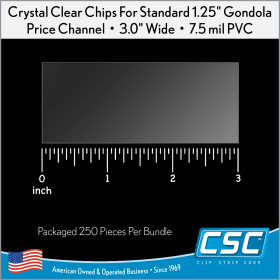 Chips for Price Channel, 3" Long x 1.25" high, 7.5 mil, PCHC-300-0075CL, in stock and ready to ship