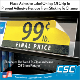 2" shelf edge molding label cover chip, PCHC-200-010CL,10 mil thick, in stock now!