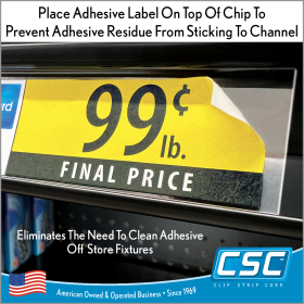 3.0” shelf edge molding label cover chip, PCHC-300-010CL,7.5 mil thick, in stock now!