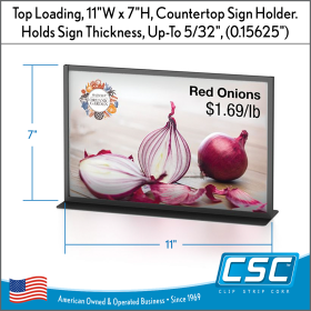 Steel Countertop Sign Holder Frame - 11" W x 7" H, Made in USA, Item# SCSHF-117