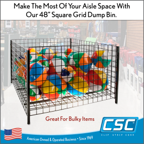 48" Wire Grid Dump Bin, Heavy-duty wire construction with black epoxy finish, WGDB-48S-BK