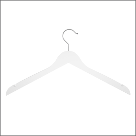 Wooden Hangers for Blouses & Dresses, 17" x 1/2" w/ 2 Notches – Matte White, Item# WHBD-17-5-2W
