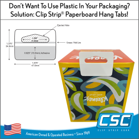 PAPER Hang Tab with Delta Style Slot Hole, Attaches to Packaging for Merchandising on Hooks and Clip Strips, Made in USA, ETR-1875-1375