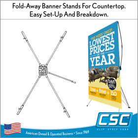 Fold-Away counter top 11 x 17 inch banner holder, very inexpensive, SST-8C